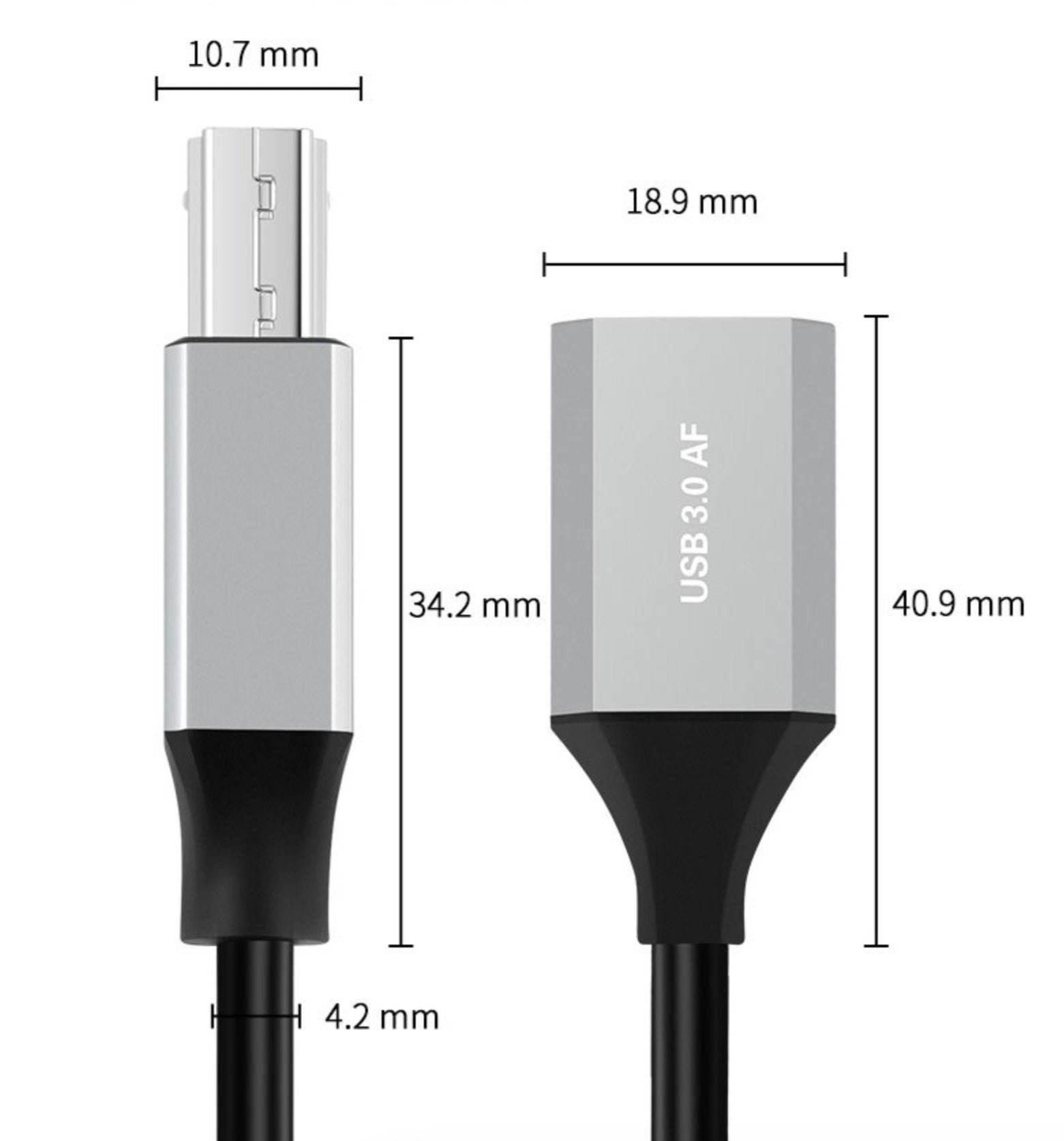 USB-A to USB-B 3.0 SuperSpeed extension cable