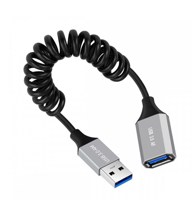 USB 3.0 Type-A male to female coiled extension cable