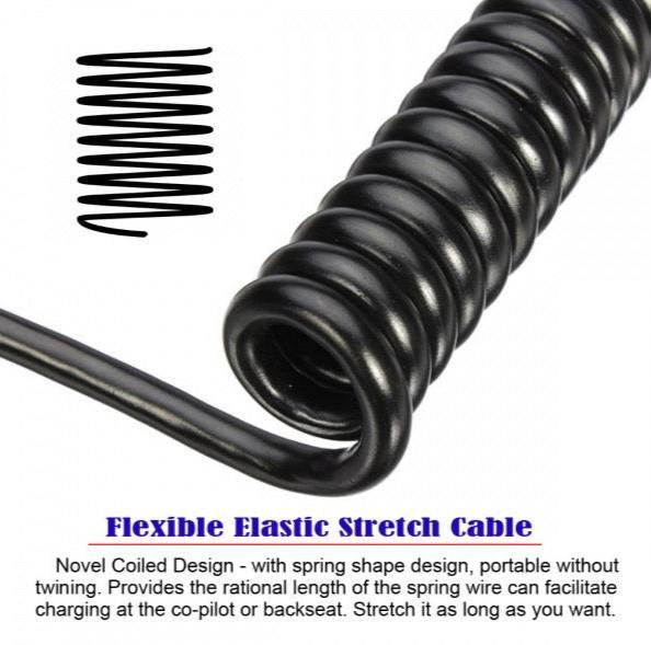 Black USB-A extension cable coiled design
