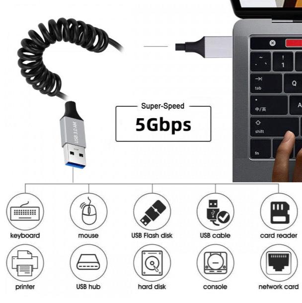 USB-A to USB-A stretch data cable 5Gbps