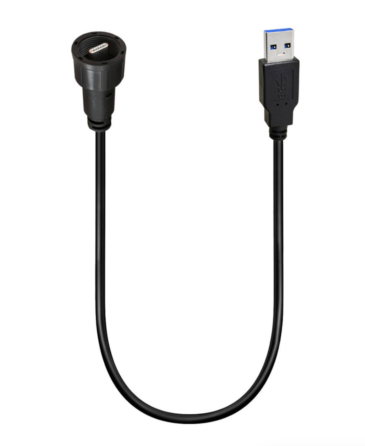 Industrial USB-A to USB-C waterproof connector cable for control panels