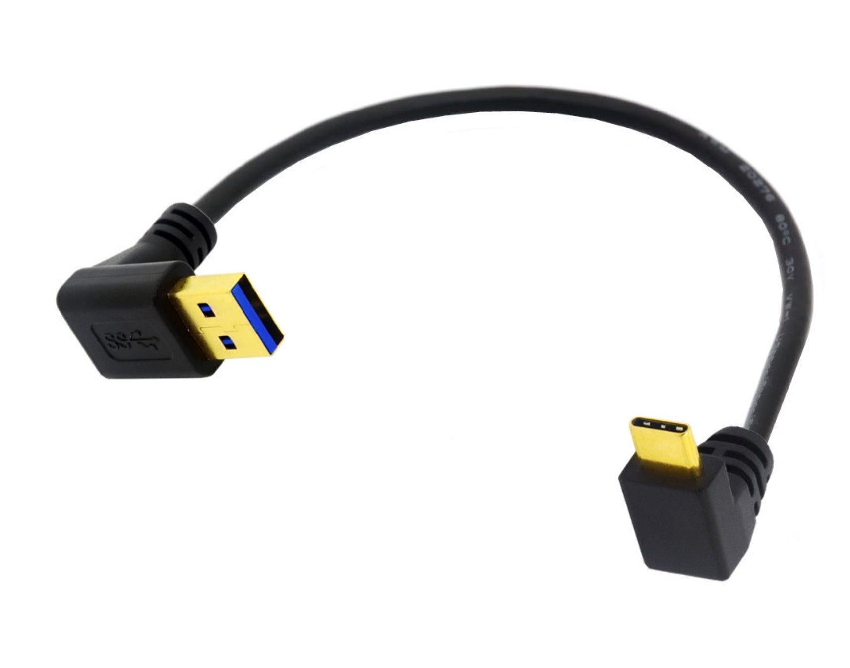 USB 3.0 Type-A up angle to USB-C up angle data sync and charging cable 0.25m