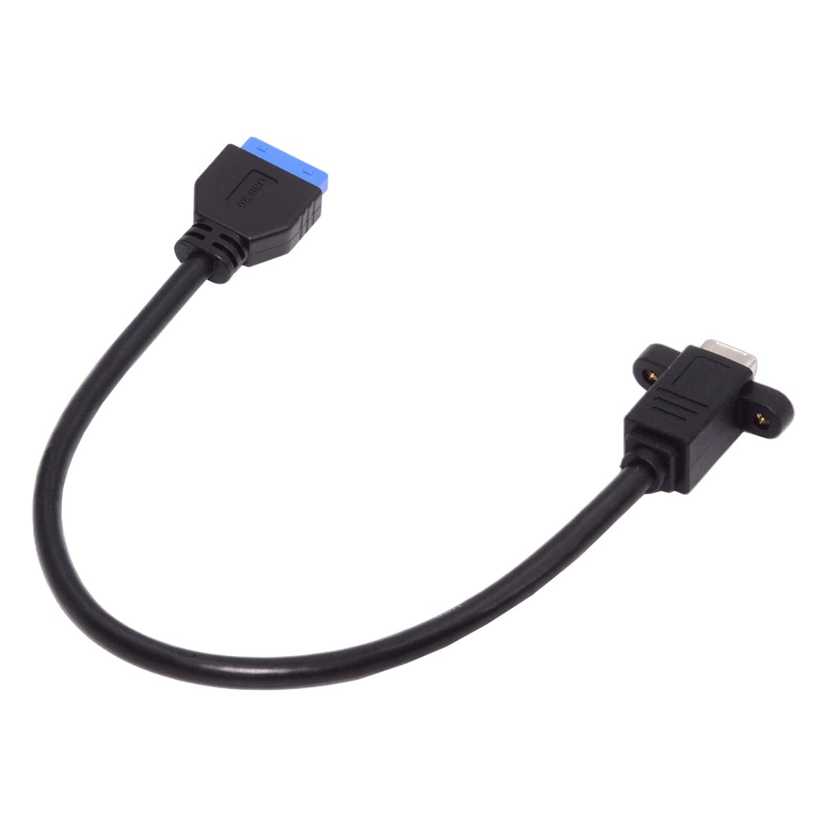 Black USB extension cable with connectors on a white background