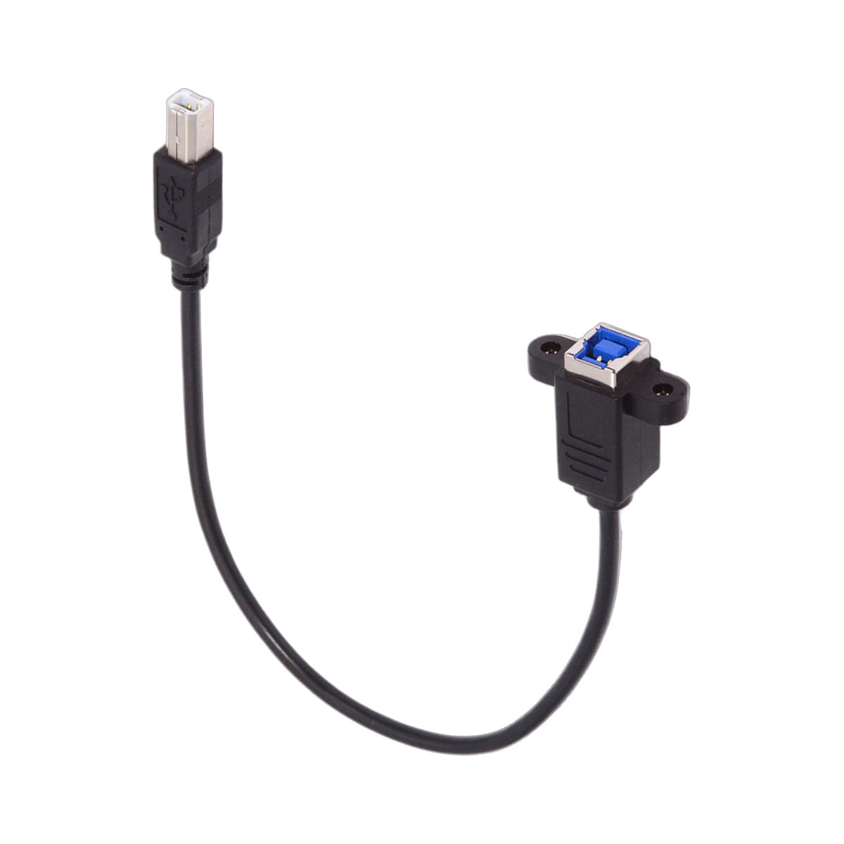 USB extension cable with angled connector on a white background