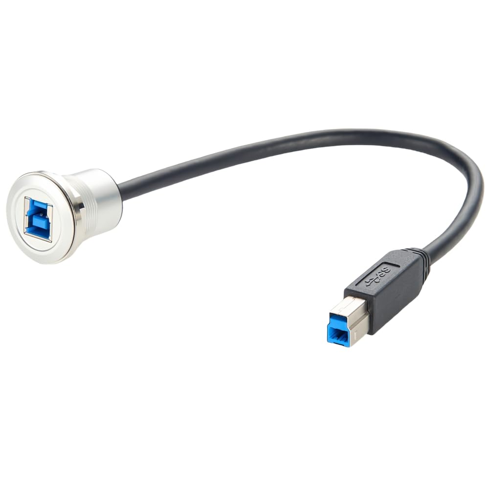 USB cable with blue connectors on a white background