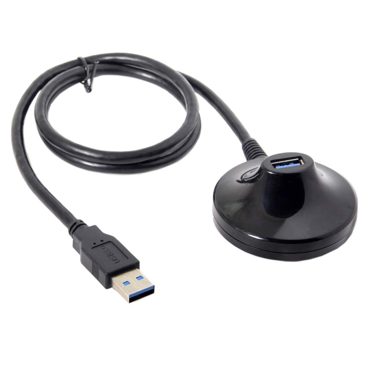 USB 3.0 female port mounted on round desk base