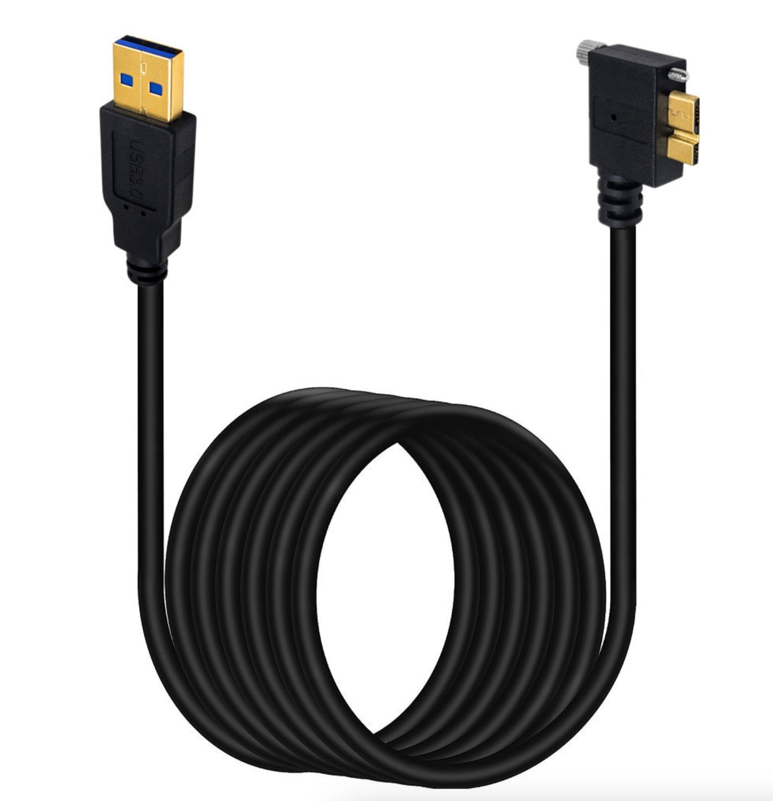 USB 3.0 Type A to Micro B screw locking panel mount cable 5m