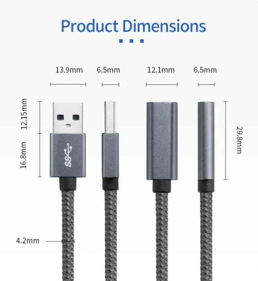 USB 3.0 USB-A to USB-C adapter cable grey
