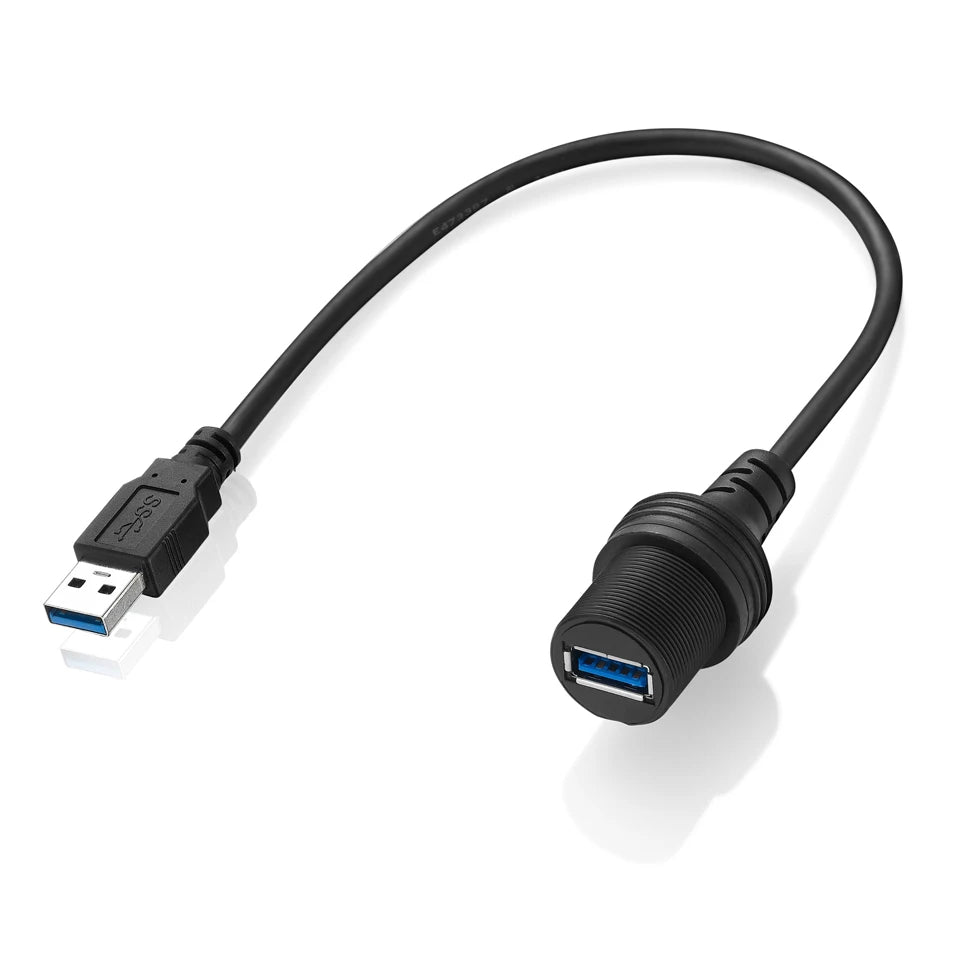 USB 3.0 flush mount cable with waterproof cap