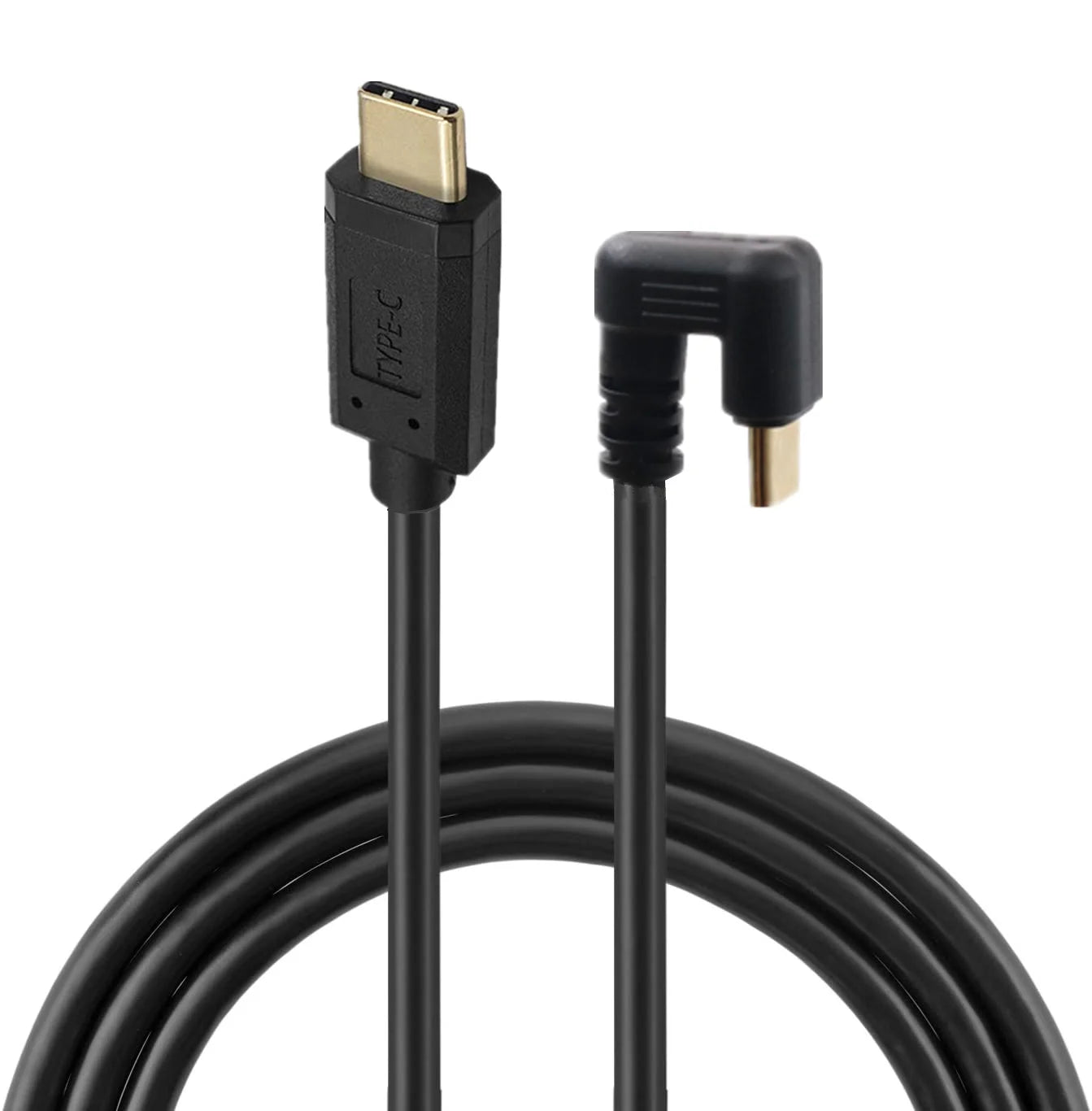 A black U-shaped USB-C cable with a male connector on one end and a USB-C connector on the other.