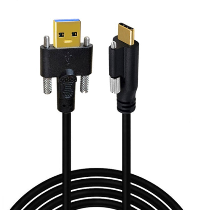 USB-C to USB-A locking screw industrial data and charging cable