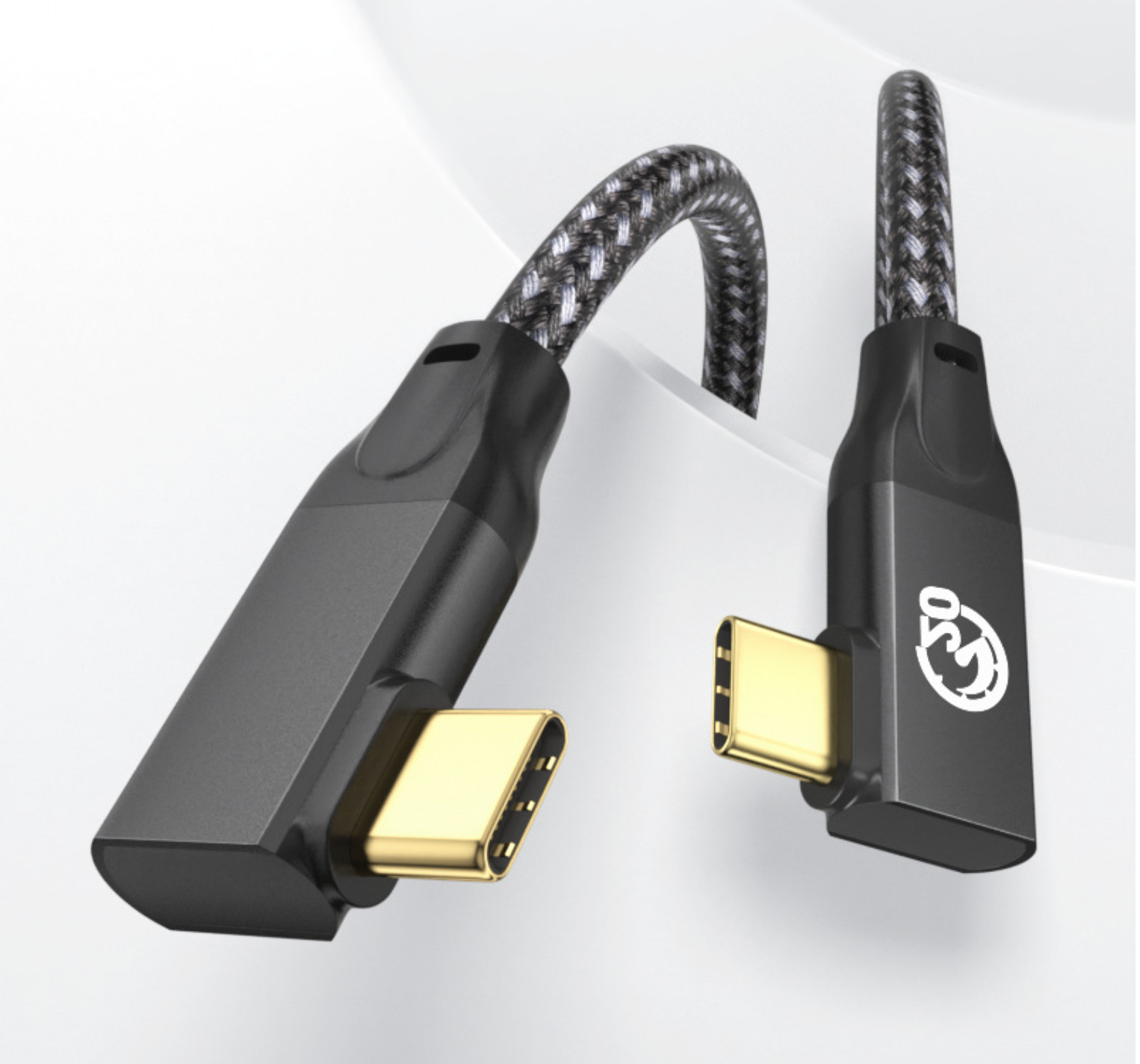 HDMI to USB-C cable with gold connectors on a white background