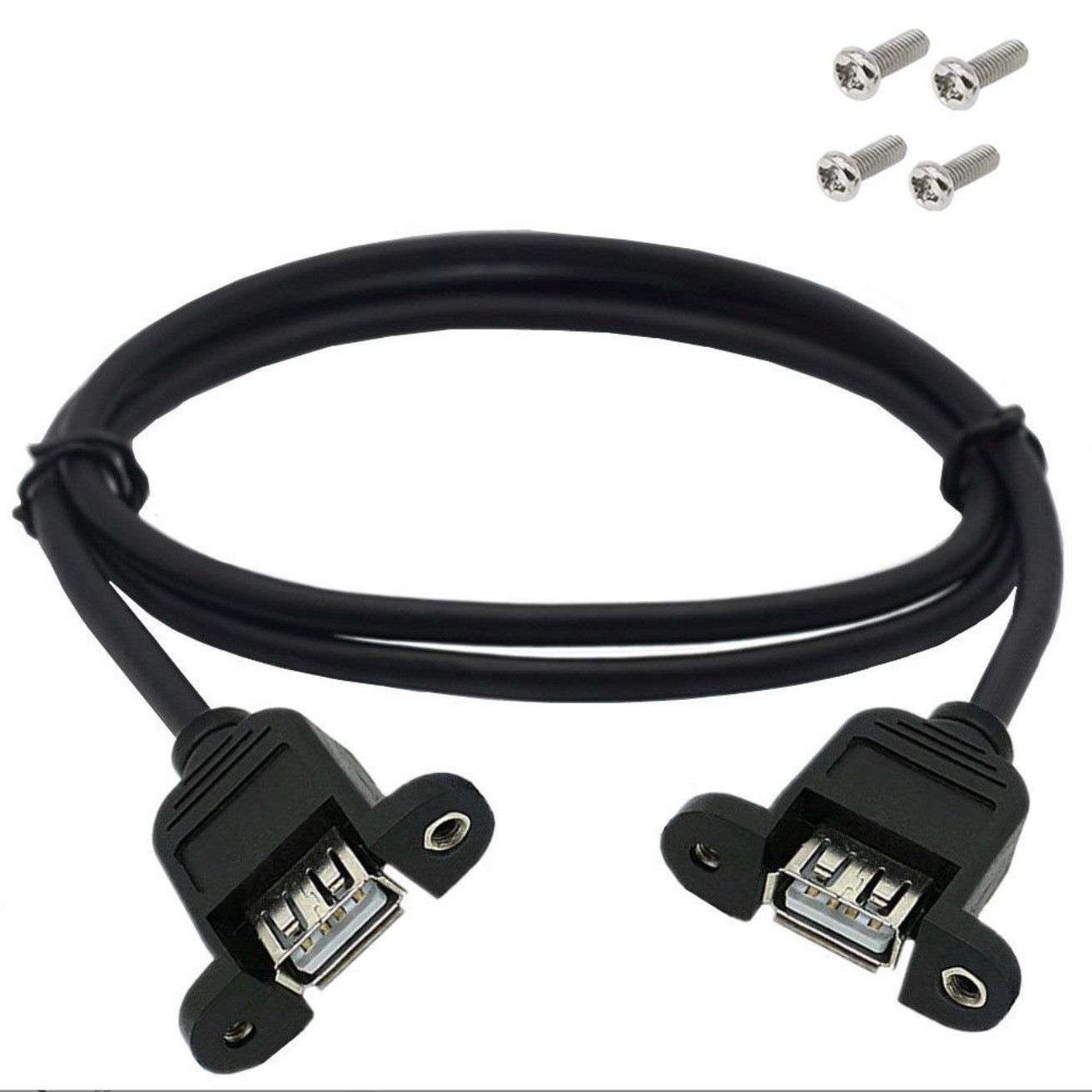 USB-A female to female cable installed in wall plate / AV panel
