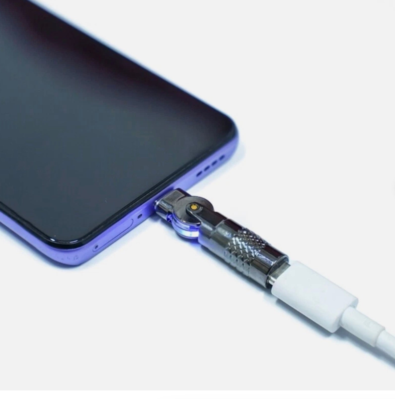 USB C 180 degree angled swivel adapter with rotatable Type C male to female charging connector