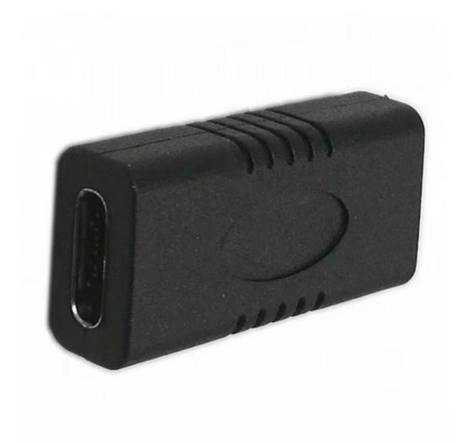 Black rectangular electronic component with a port on a white background