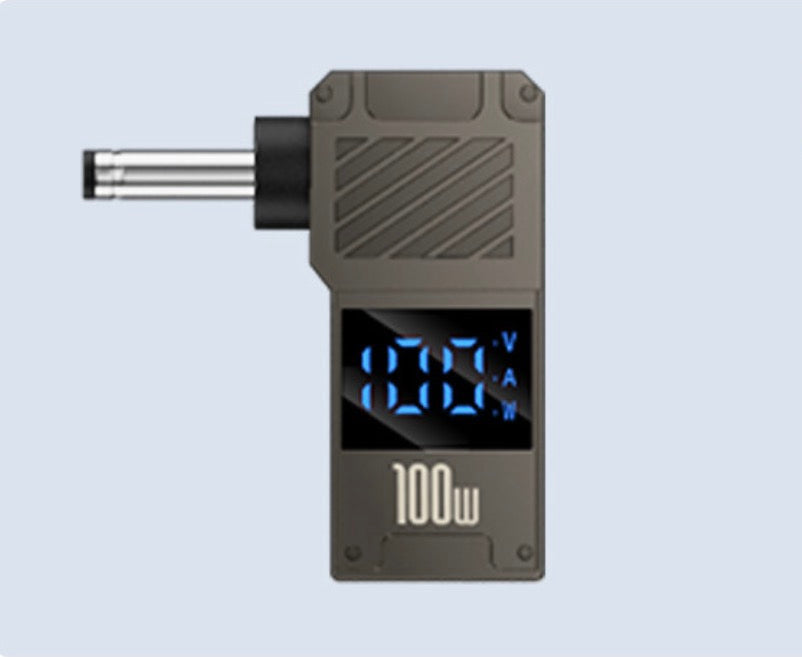 USB C female to DC 3.5x1.35mm 90 degree angled aluminium alloy PD power charging adapter with 100W display