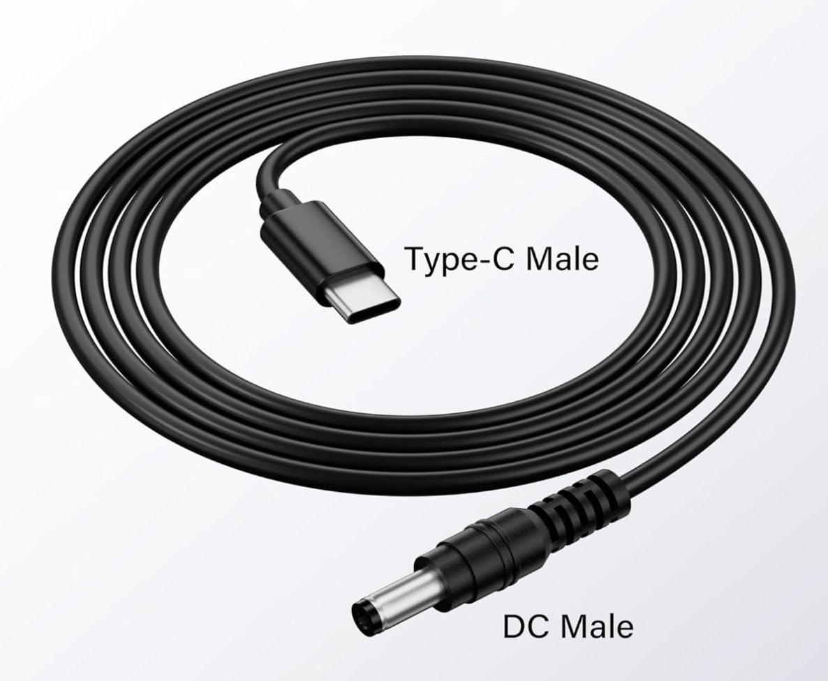 USB C female to DC 5.5 x 2.1mm 5521 power charging cord for CCTV and router