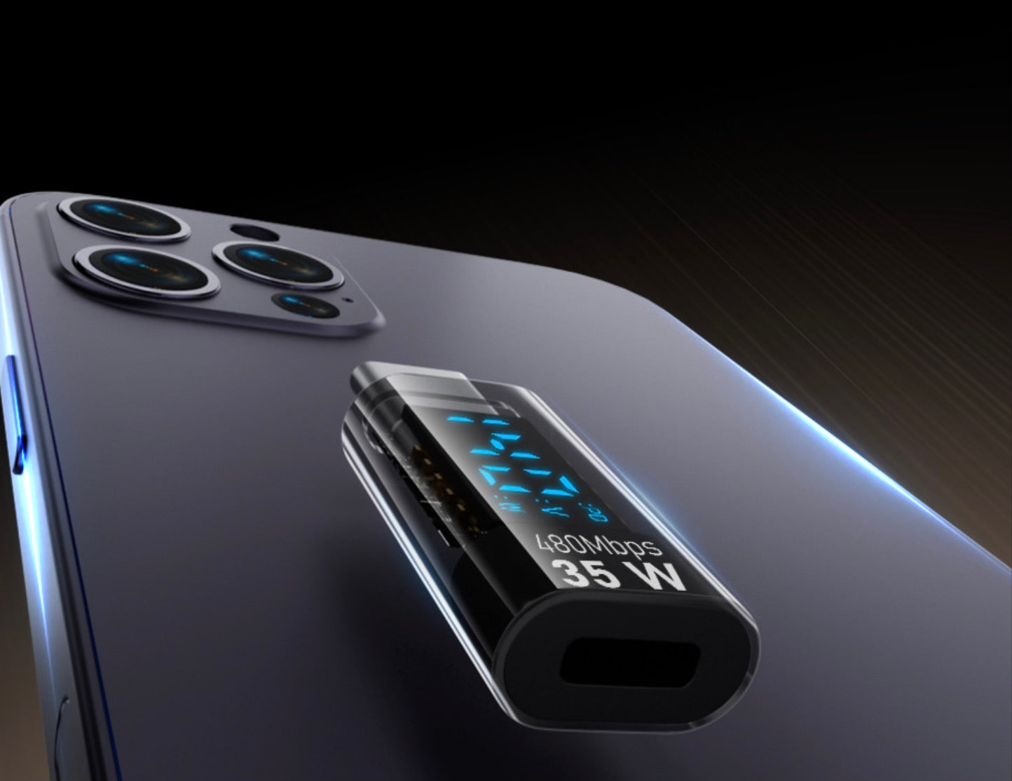 USB C male to 8 pin female data power adapter 35W