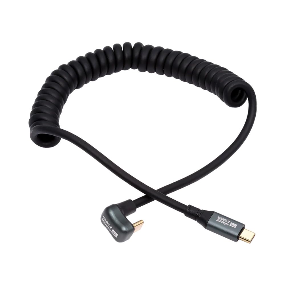 USB 3.2 20Gbps USB C U bend spiral charging cable
