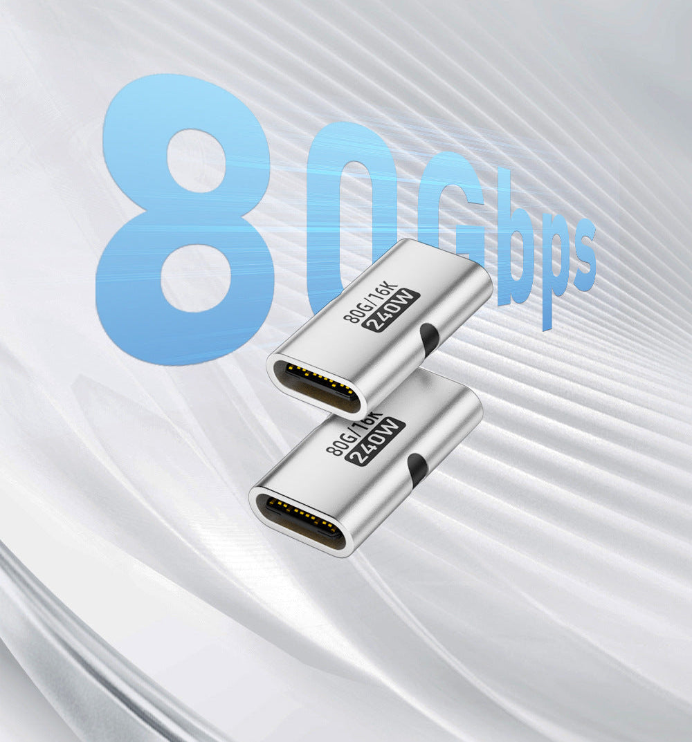 Two USB connectors with '80 Gbps' text on a light gray background
