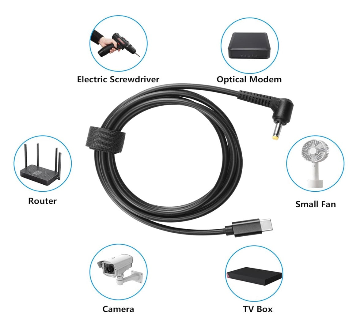 USB C to DC 4.8 x 1.7mm power charging cable with right-angle DC barrel plug for router camera TV box