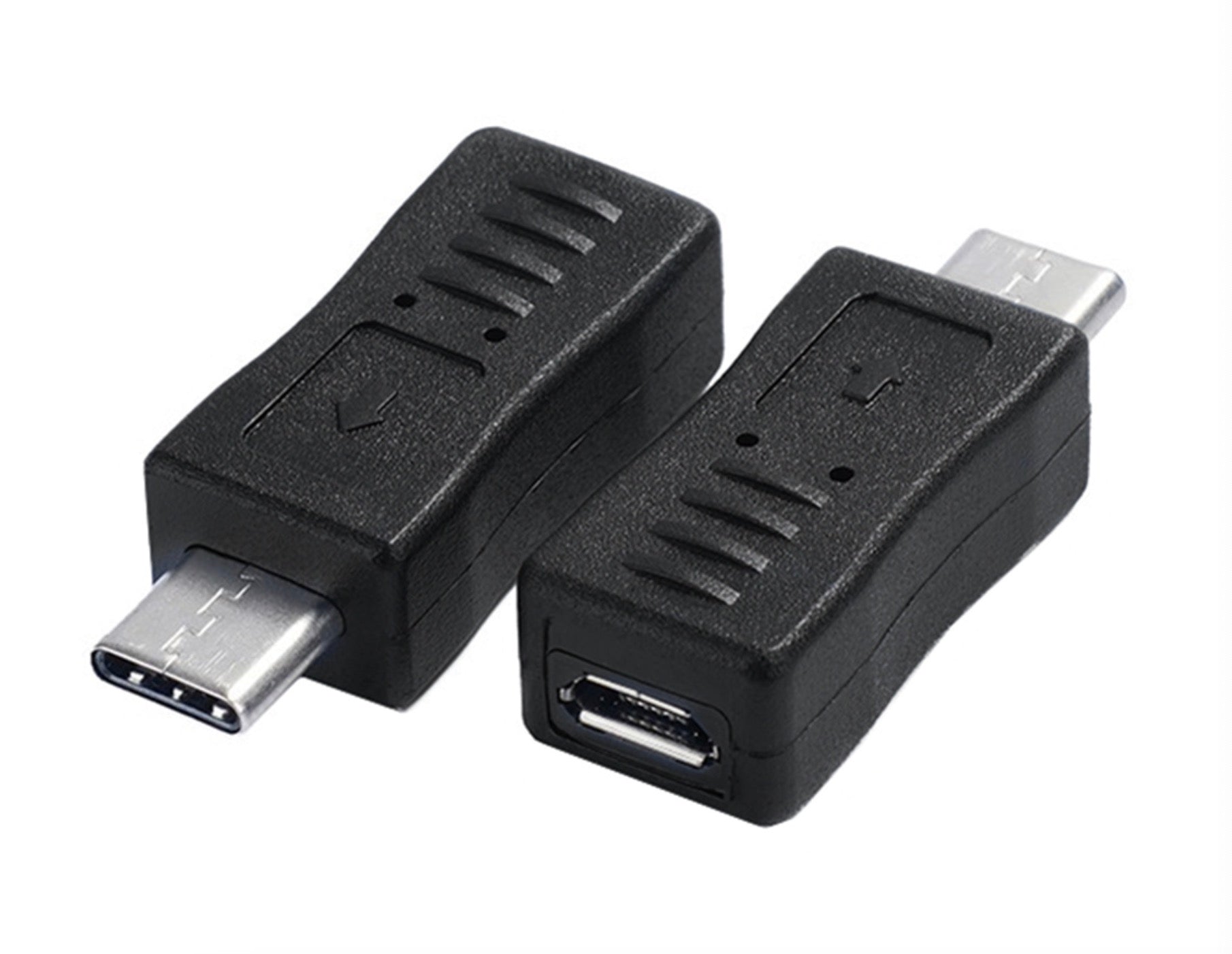 USB-C male to Micro-USB Micro-B female adapter extension connector in black