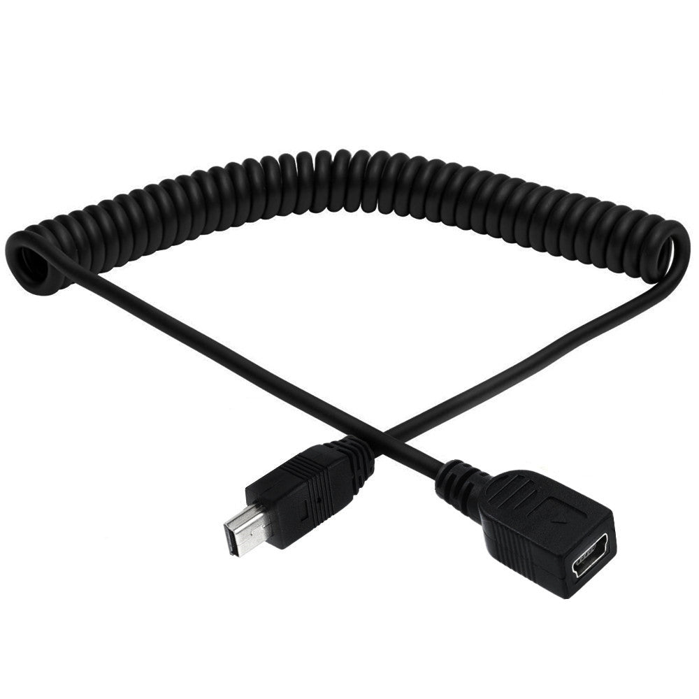Mini USB 5 pin female connector and male plug detail