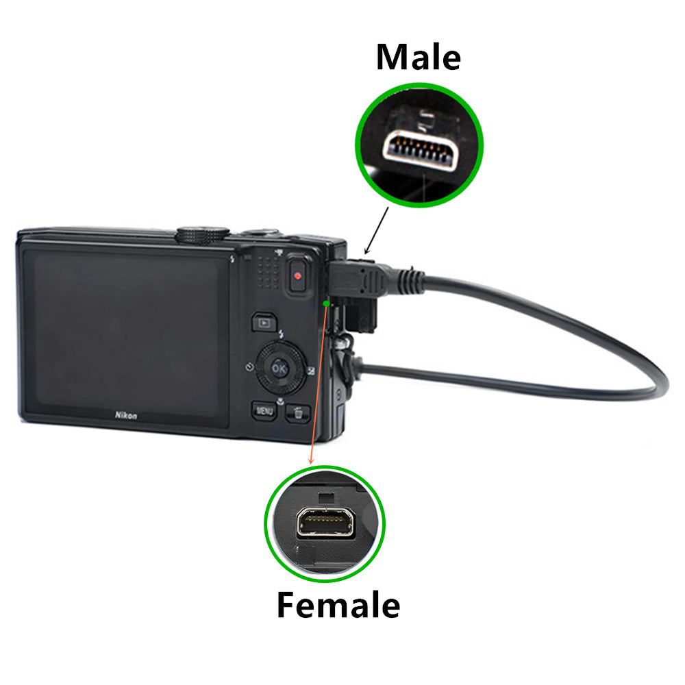 Nikon DSLR compatible Mini B 8 pin USB data transfer cable with ferrite core