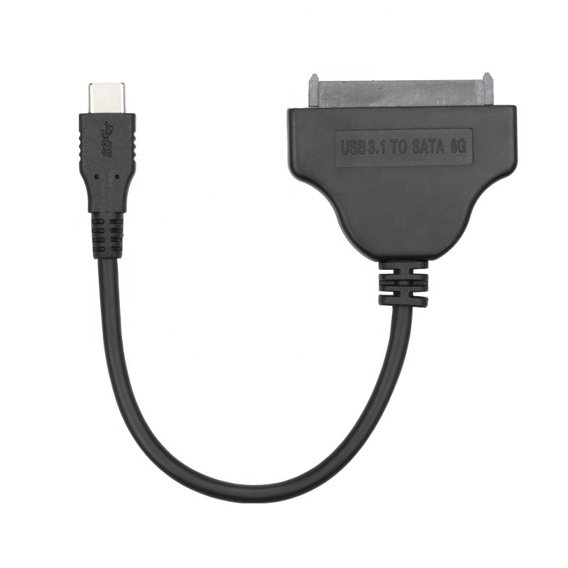 Black USB 3.1 to SATA 6G cable on a white background