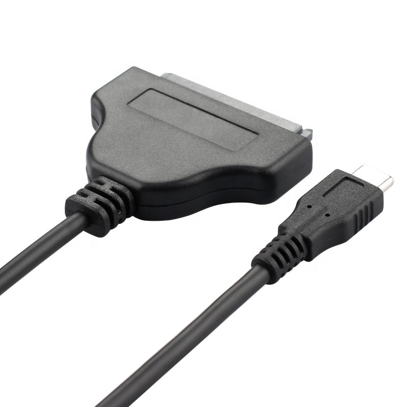 Black SCSI cable connector on a white background