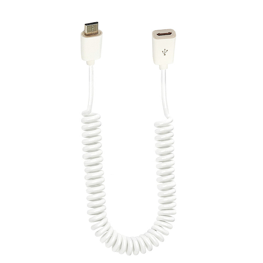 Micro USB B 5Pin Male to Female Coiled Charging Extension Cable 1m