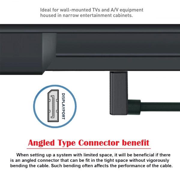 Up angled DisplayPort male to male cable
