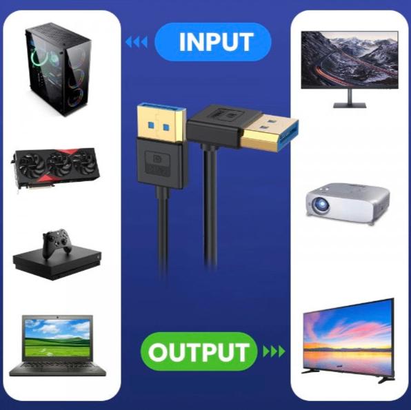 8K DisplayPort 1.4 up angle video cable