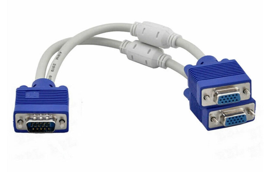 15 pin VGA Y cable for connecting two monitors to one computer
