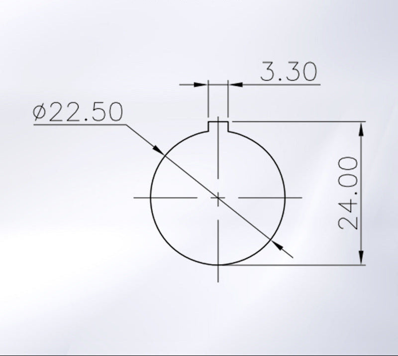 Technical drawing of a circular component with dimensions on a light blue background