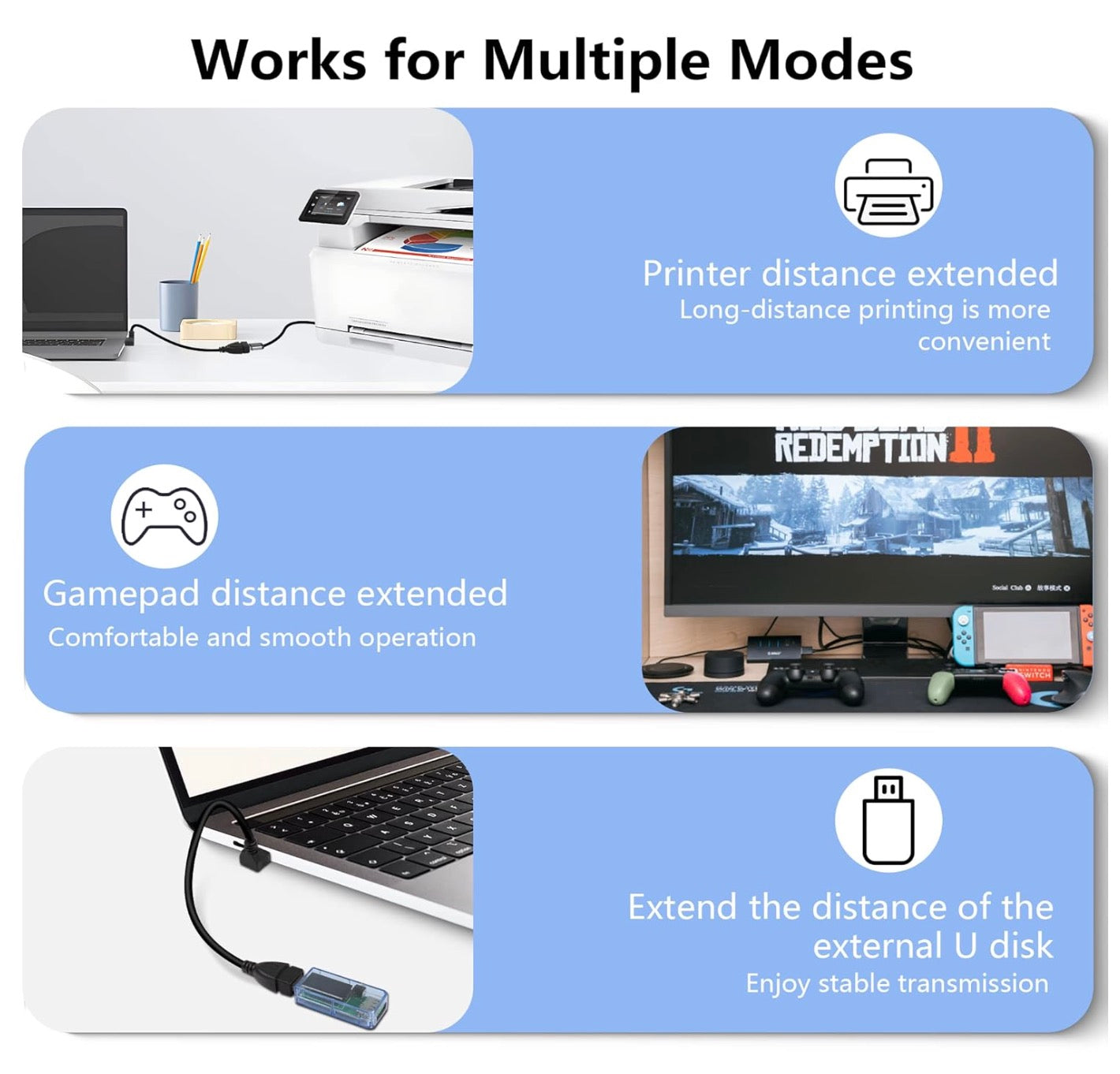 USB 3.0 Type A Male to Female 90 Degree Angled Extension Cable 0.3m