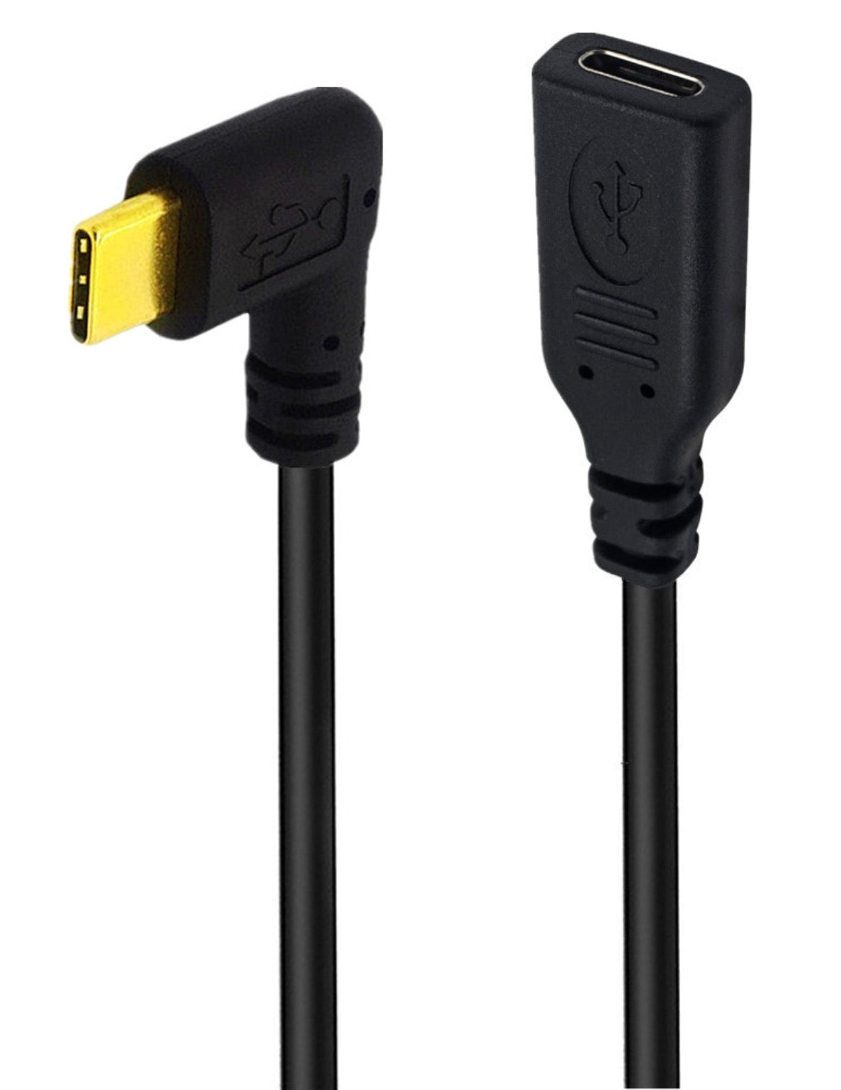 USB C Type C Male to Female Coiled Extension Cable - Right/Left Angle