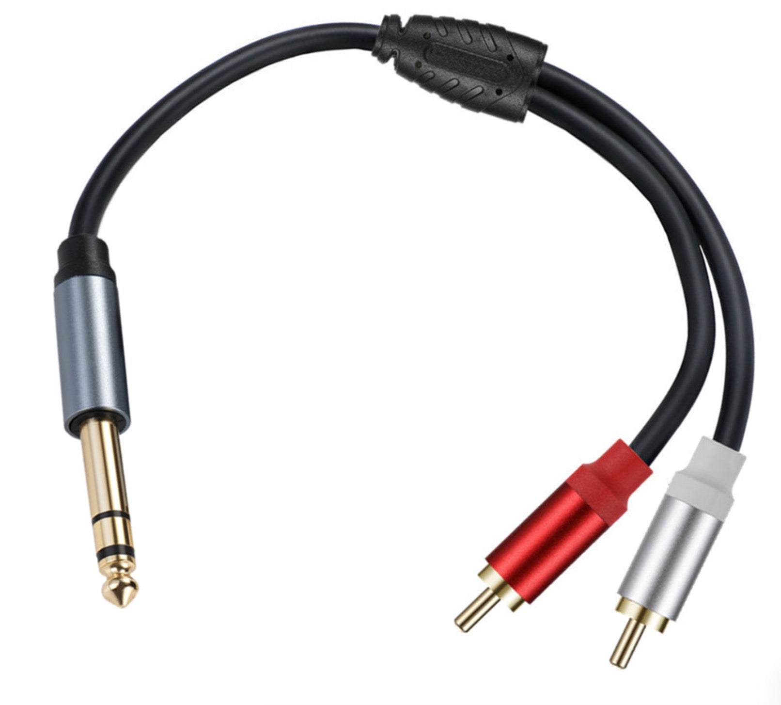 6.35mm Male to Dual RCA Phono Male Stereo Audio Y Splitter Cable