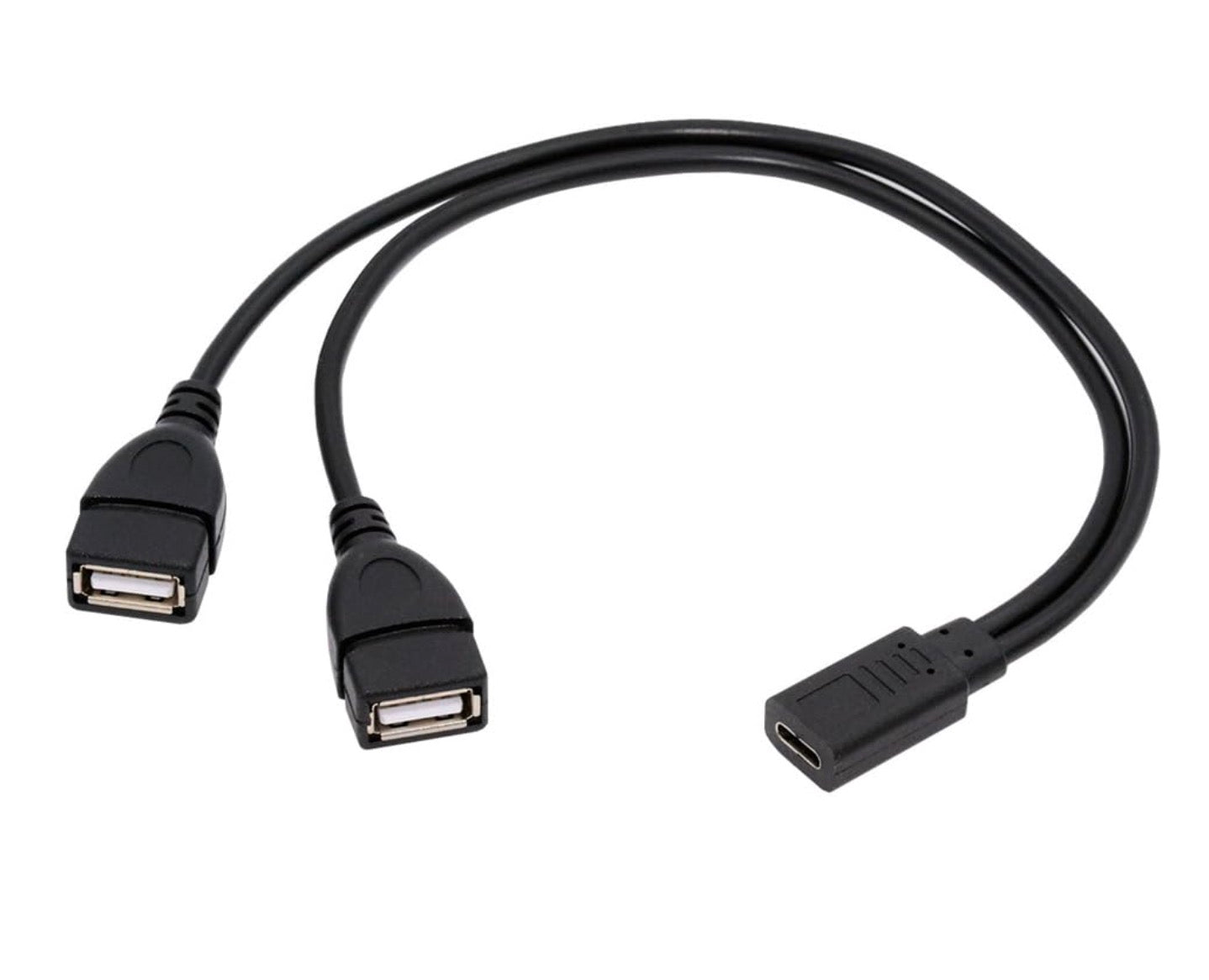 USB C Female to  USB 2.0 Dual Type A Female Y Splitter Extension Charging Cable
