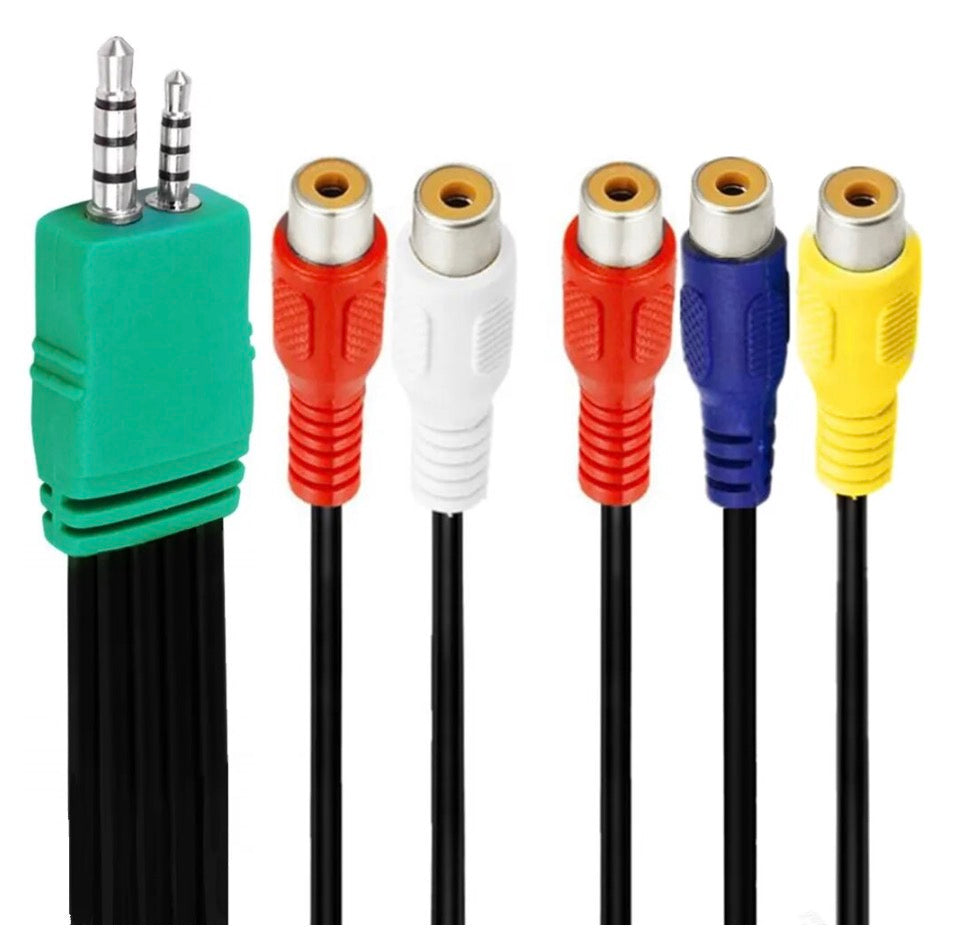 3.5mm Male & 2.5mm Male to 5 RCA Female Audio Video AV Cable