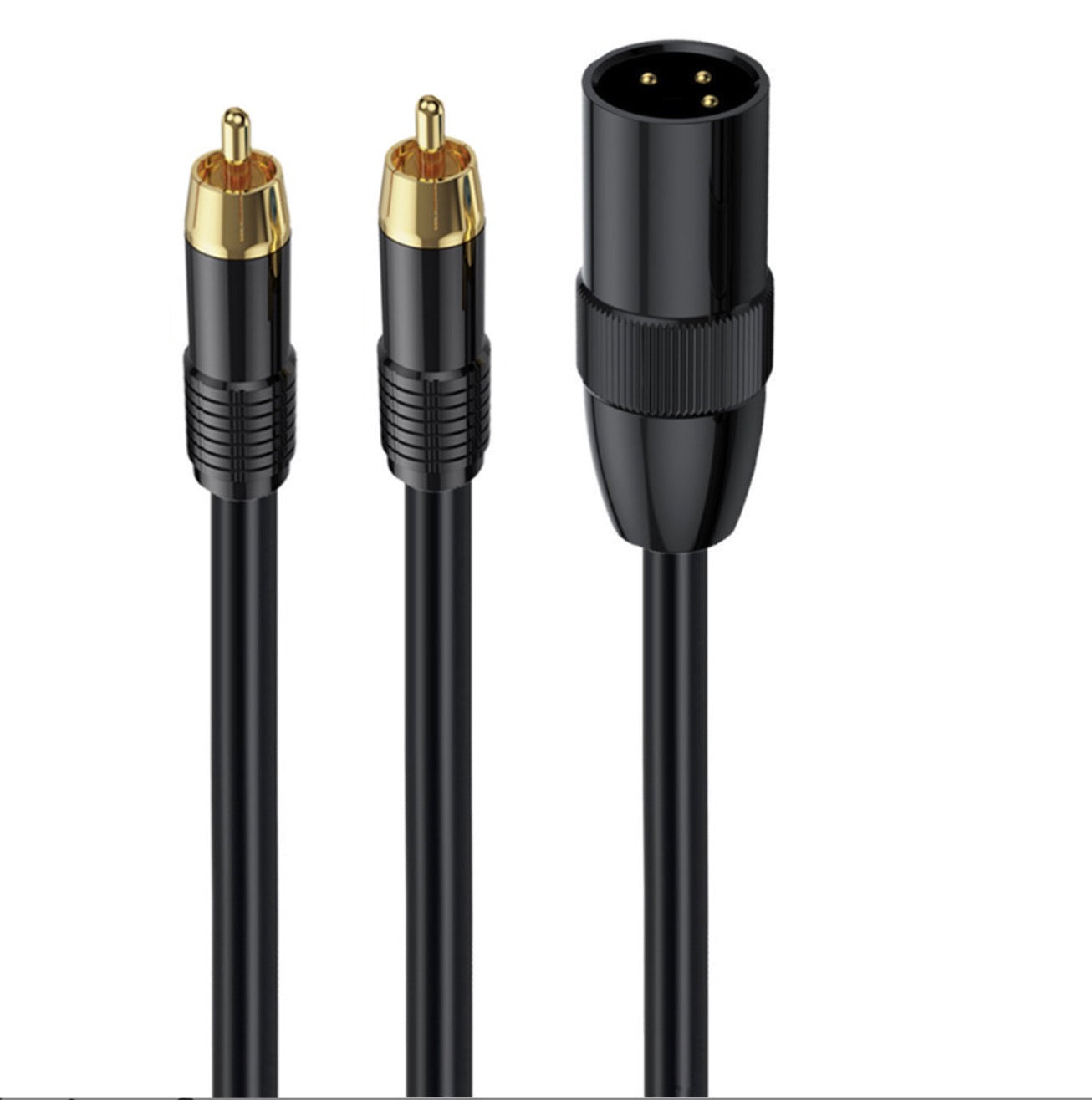 XLR Male to 2 x Phono RCA Y Splitter Patch Cable, 1 XLR Male 3Pin to Dual RCA Male Plug Stereo Audio Cable