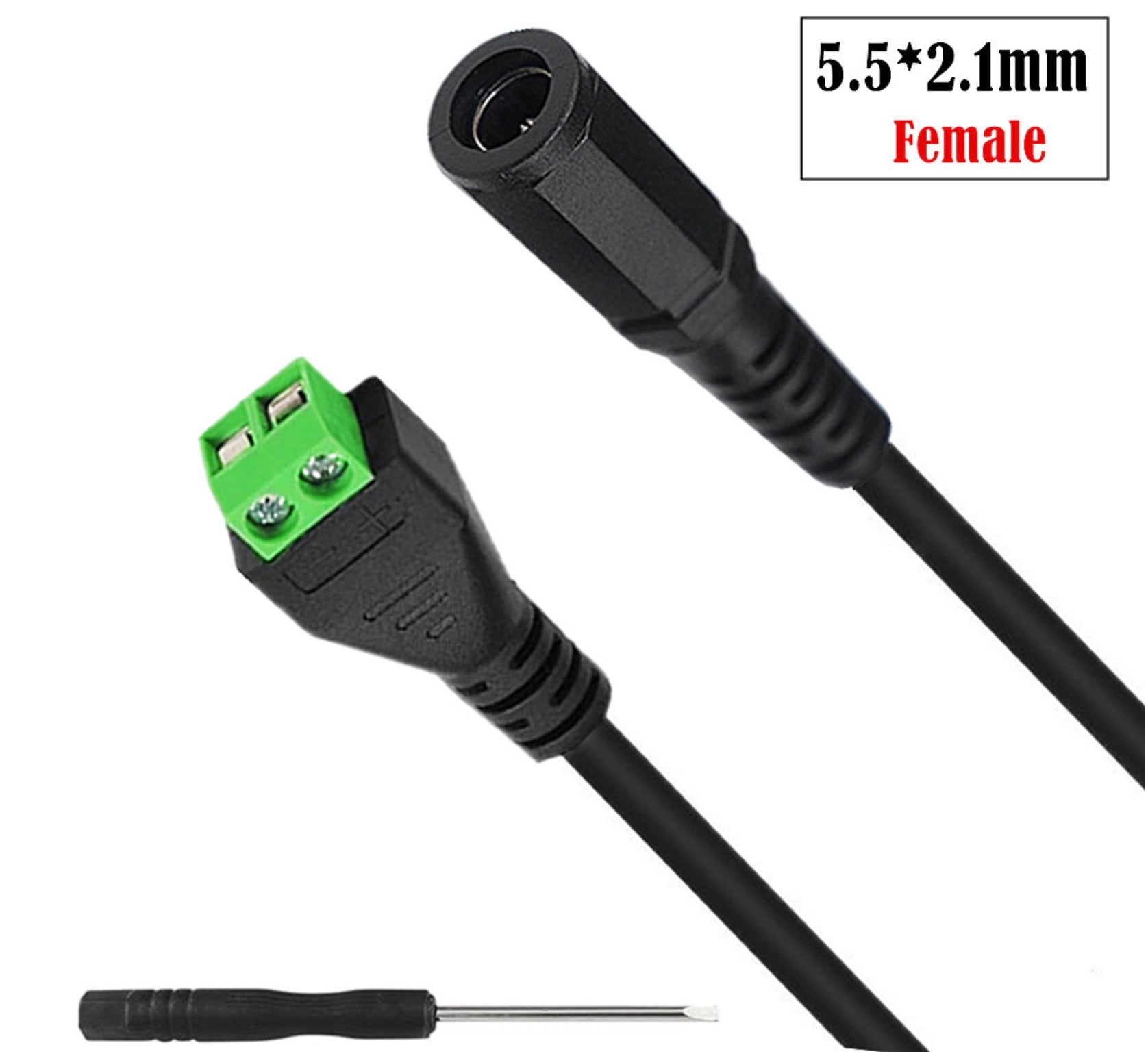 5.5 x 2.1mm Female DC Power Terminal Connector Cable for Led Strip CCTV Security Camera