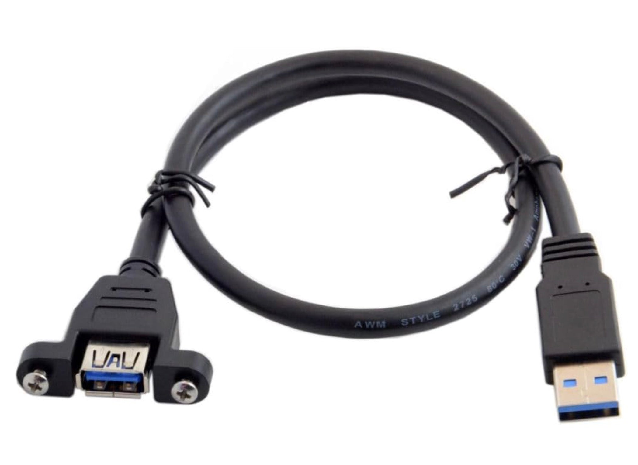 USB 3.0 Extension Cable, USB 3.0 Type A Male to Female Panel Mount Cable