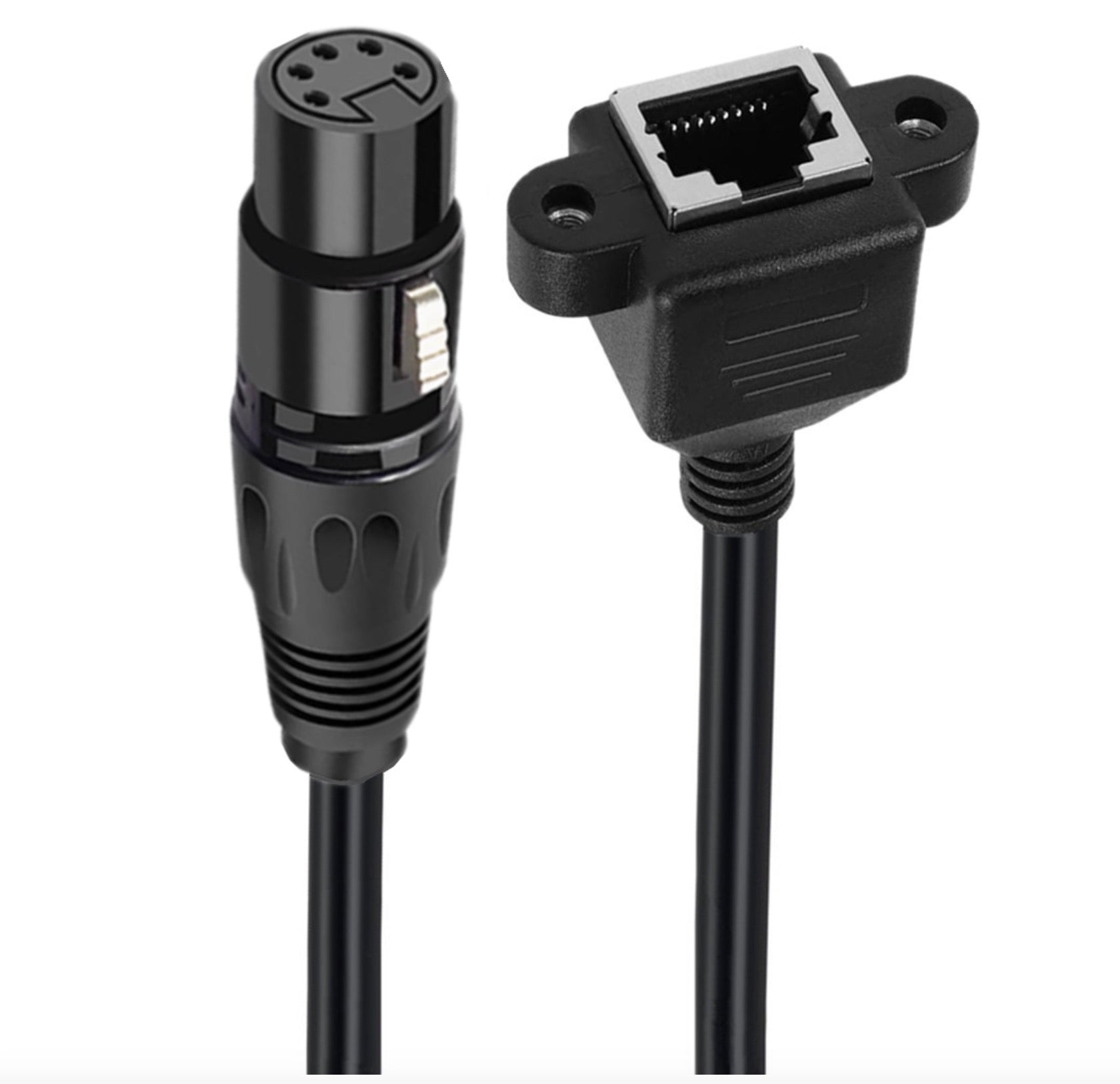 XLR to RJ45 DMX Ethernet Cable, XLR 5 Pin Female to RJ45 Female Network Panel Mount Extension Connector