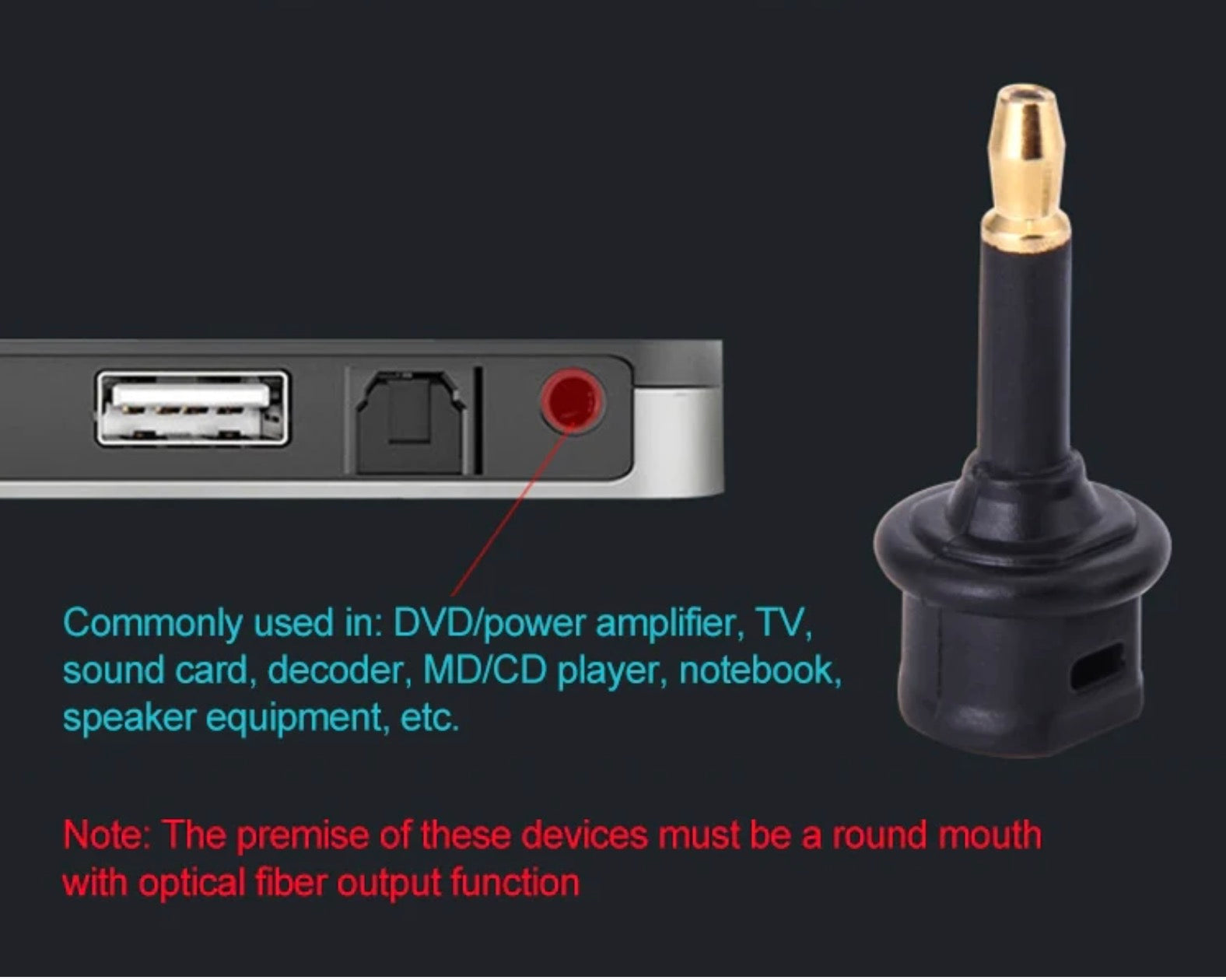 Mini 3.5mm Male to Toslink Female Digital Audio Fiber Optic Adapter