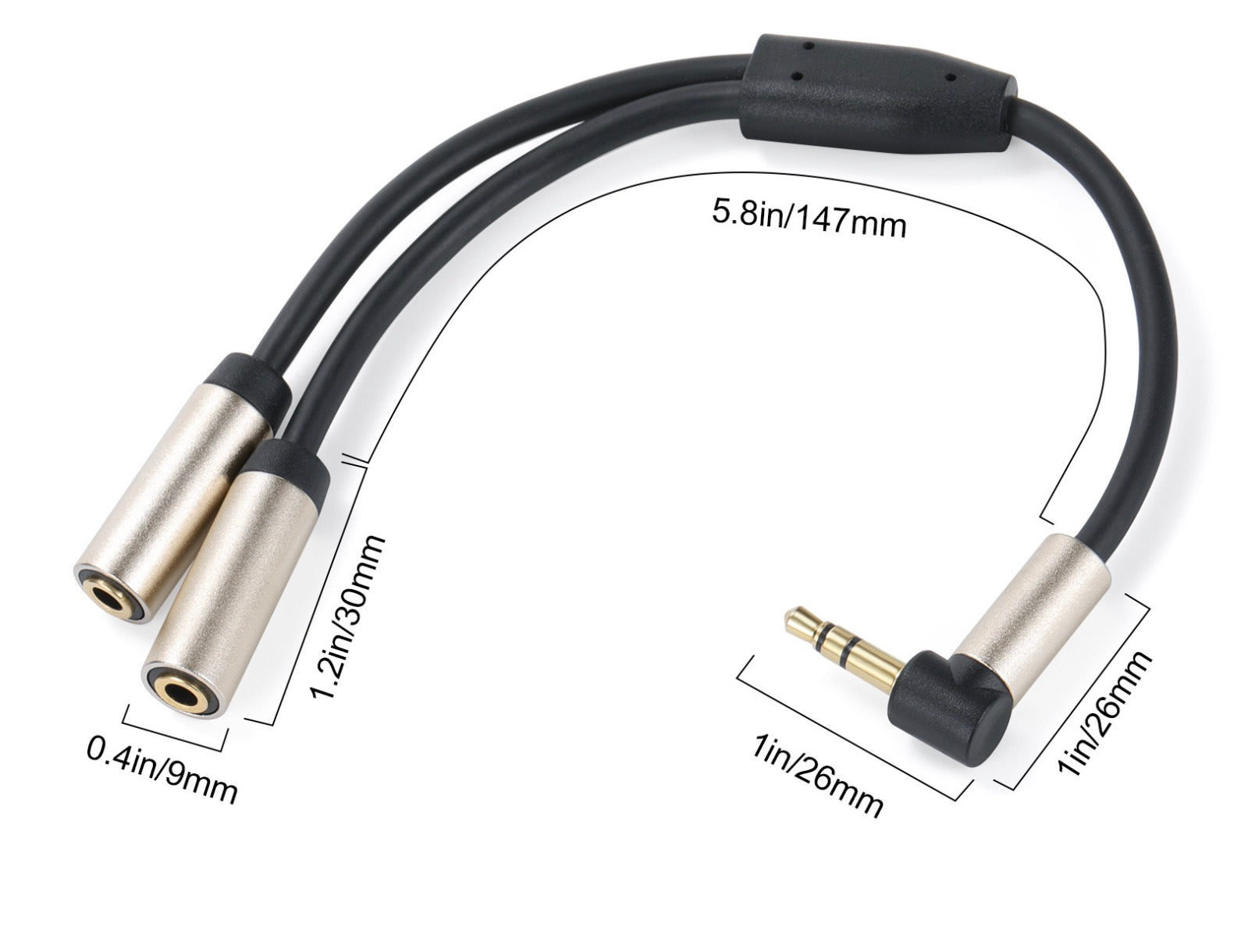 3.5mm Audio Stereo Y Splitter, 1/8 inch TRS Male to 2 x 1/8 inch TRS Female Aux Extension Cable