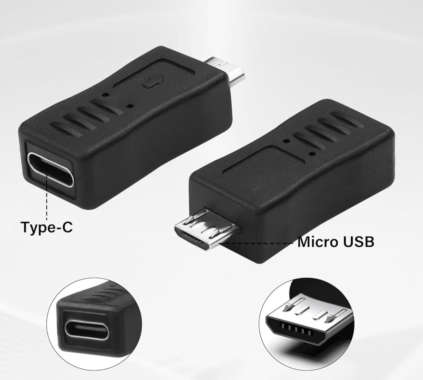 USB C to Micro USB Adapter, USB-C Female to Micro USB Male Converter | USB-C Socket to Micro 5-Pin Plug