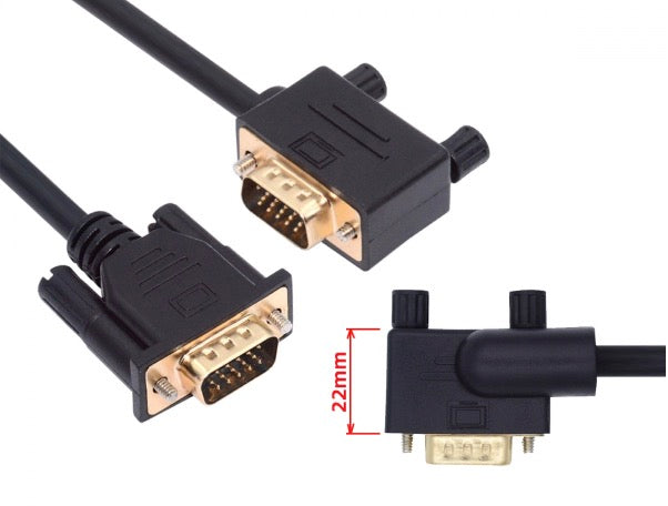 VGA 15Pin Male to VGA Female Monitor Extension Cable 1080P - Left Angle