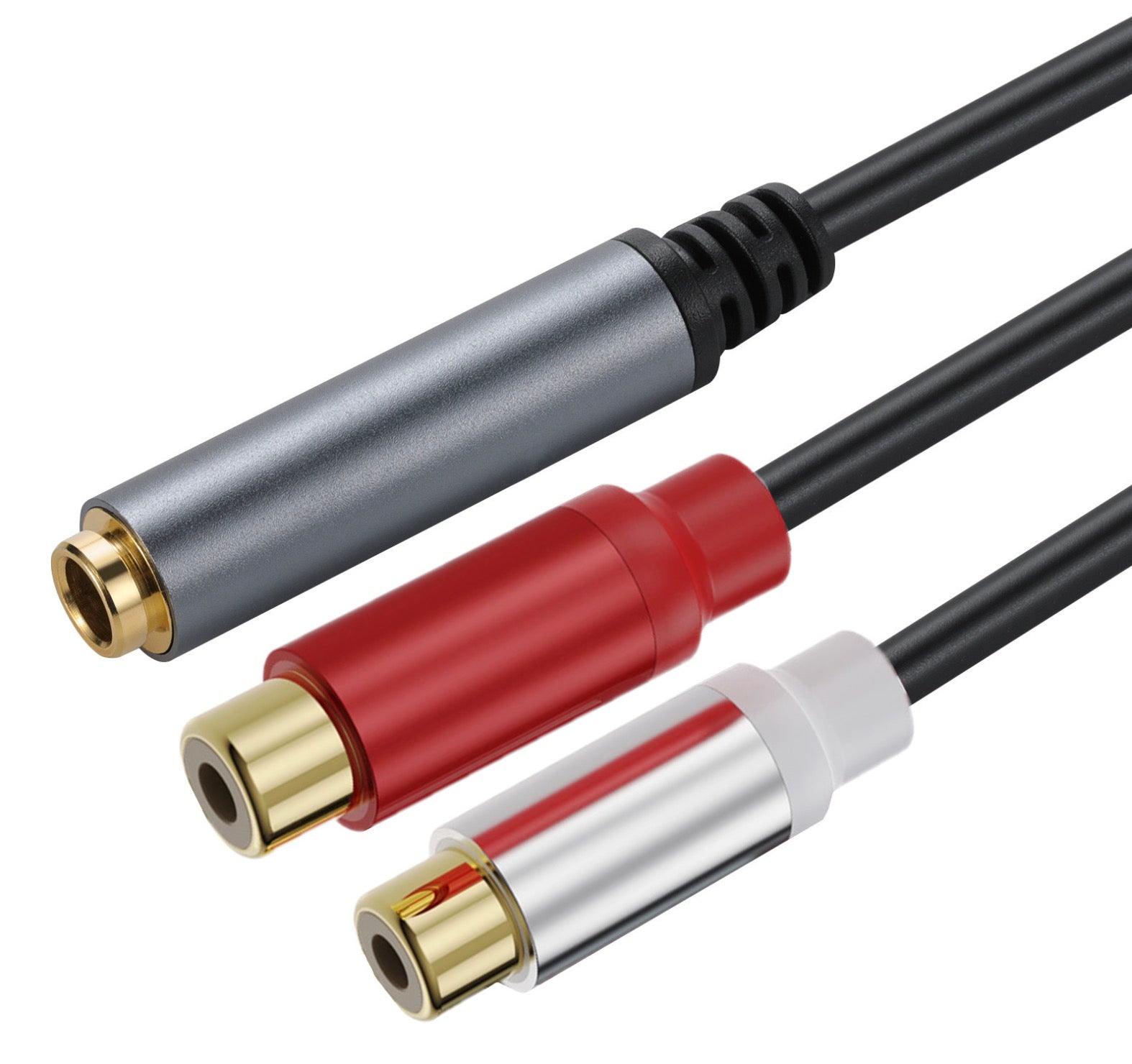 6.35mm 1/4" Female to Dual RCA Female Audio Extension Cable Y Splitter