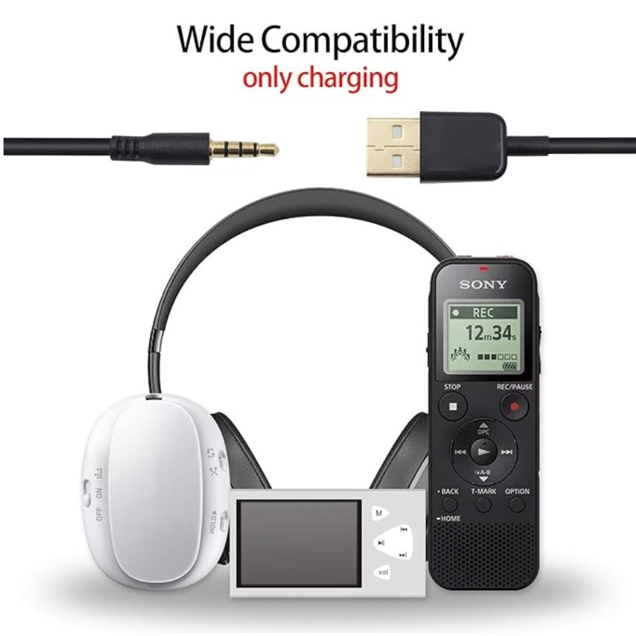 USB 2.0 to 3.5mm 4 Pole Charging Cable for MP3 MP4 Voice Recorder Speaker